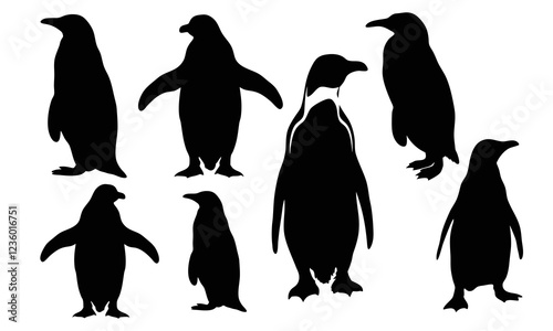 Penguin black and white silhouette bundle