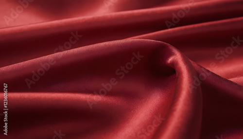Close-Up 4K Red Denim Fabric with Satin Texture and Soft Waves in Professional Lighting
