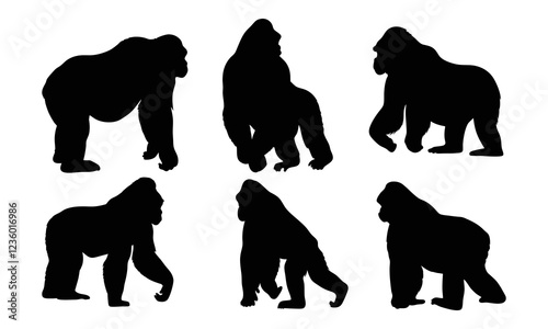 Set of gorilla silhouette illustration