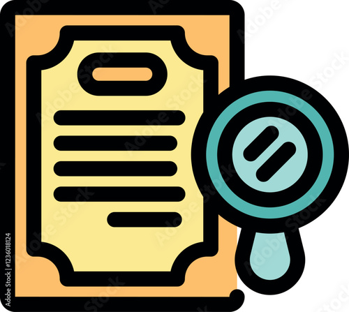 Magnifying glass examining official document, ensuring authenticity and scrutinizing details for verification purposes