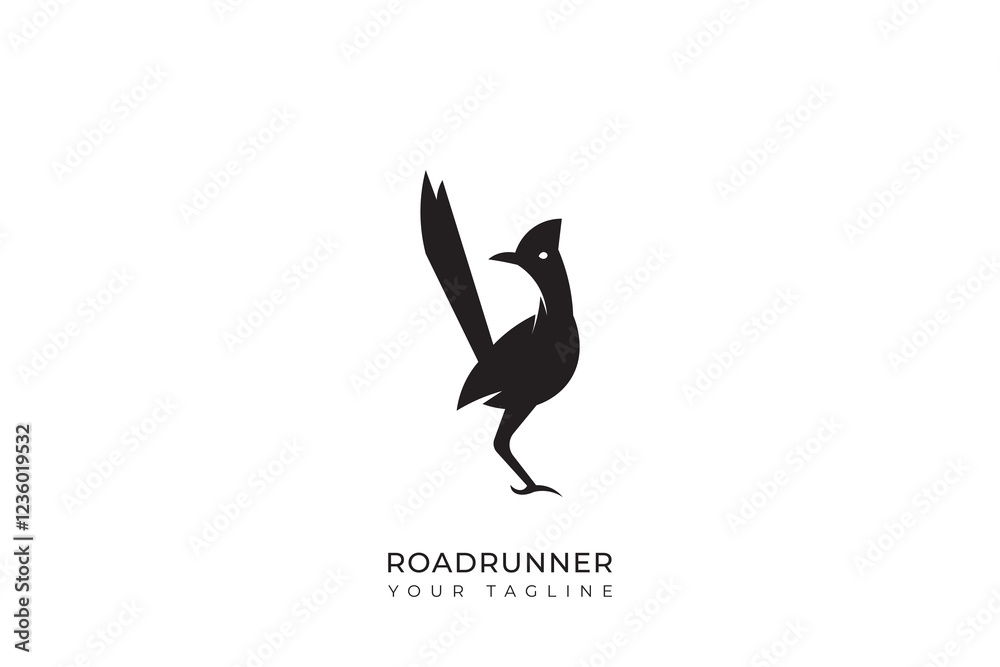 Naklejka premium Roadrunner silhouette logo with simple design, roadrunner flat logo 