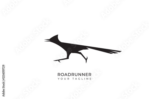 Roadrunner silhouette logo with simple design, roadrunner flat logo 