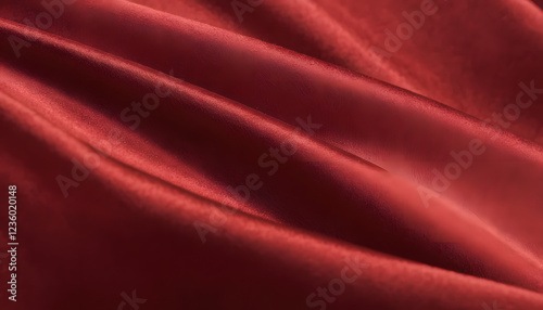 Close-Up 4K Red Denim Fabric with Satin Texture and Soft Waves in Professional Lighting

