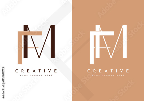 Creative initial letters FM MF logo monogram style