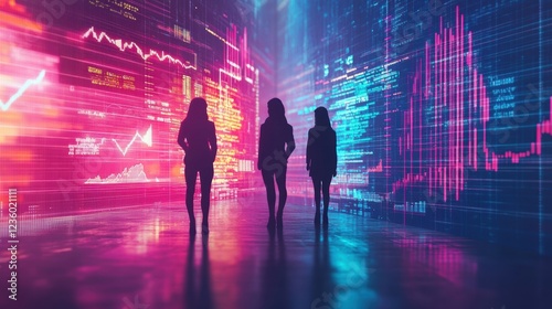 women in tech futuristic data visualization