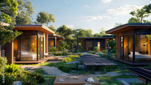 A solar-powered community offering eco-friendly homes equipped with solar panels to harness renewable energy for everyday use, promoting sustainable living.