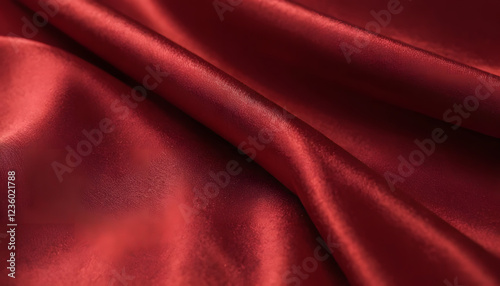High-Resolution Macro Shot of Red Jeans Fabric with Luxurious Satin-Like Folds
