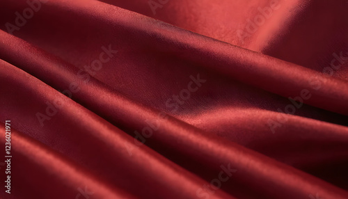 High-Resolution Macro Shot of Red Jeans Fabric with Luxurious Satin-Like Folds
