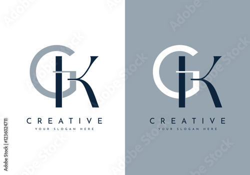Elegant Initial Letter GK KG Logo, Creative Lettering Logo Vector Illustration