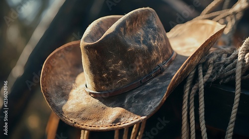 It sounds like you're describing a Western-themed background with a hat, horseshoe, cowboy, and rope. 