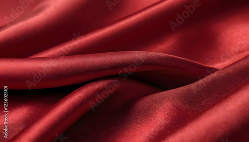 High-Resolution Macro Shot of Red Jeans Fabric with Luxurious Satin-Like Folds
