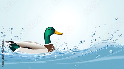 Waterfowl swimming in ripples, tranquil scene, illustrative photo