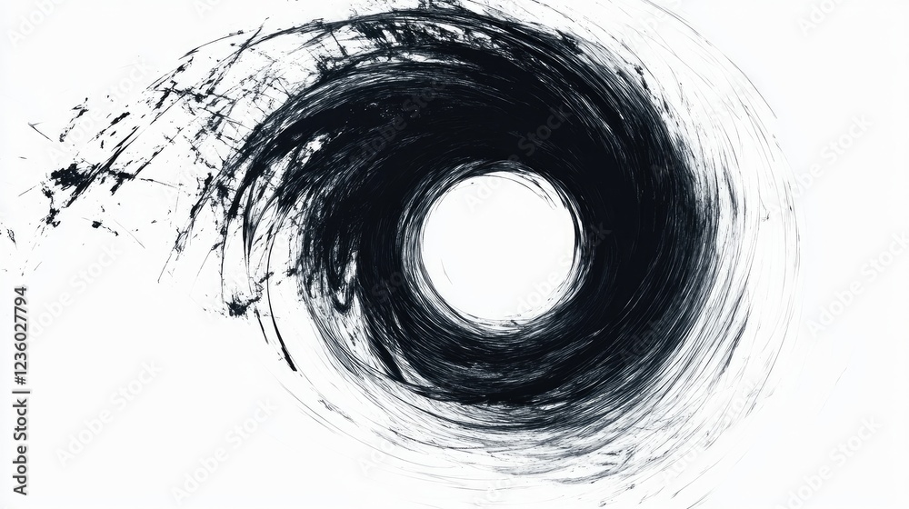 Obraz premium Abstract rotated black lines in circle form. Geometric art, monochrome background.