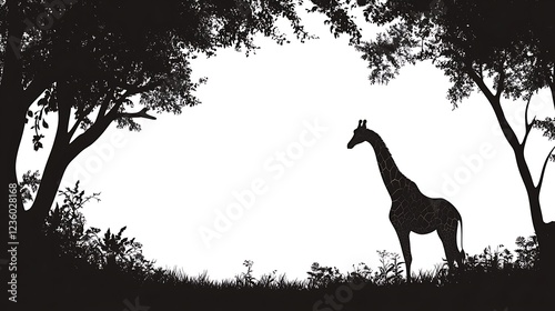 Silhouette giraffe in forest photo