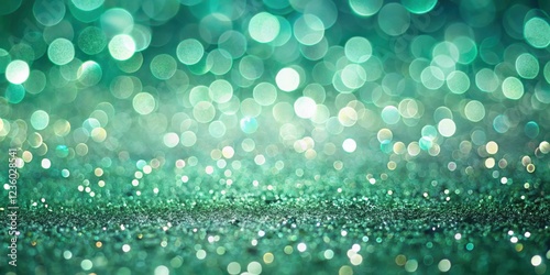 Abstract Emerald Green Glitter Background with Sparkling Bokeh Lights