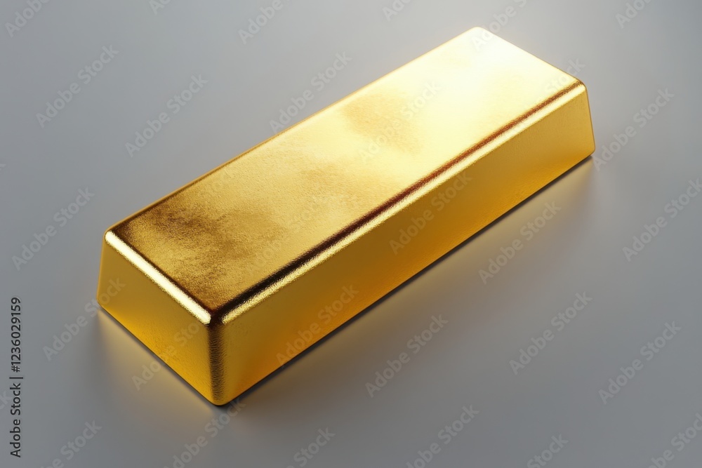 A Single Gold Bar Rests On A Gray Surface A Single Gold Bar Rests On A Gray Surface