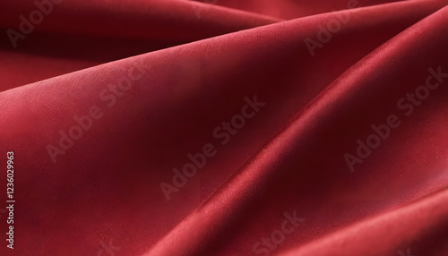 4K Ultra HD Detailed Close-Up of Red Denim with Smooth Satin Waves and Soft Shadows
