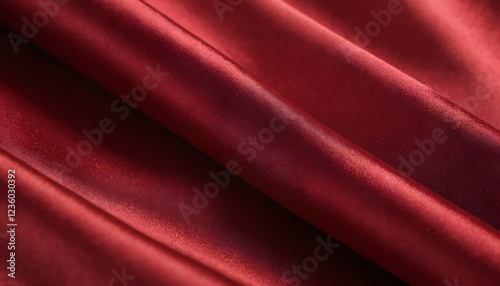 4K Ultra HD Detailed Close-Up of Red Denim with Smooth Satin Waves and Soft Shadows
