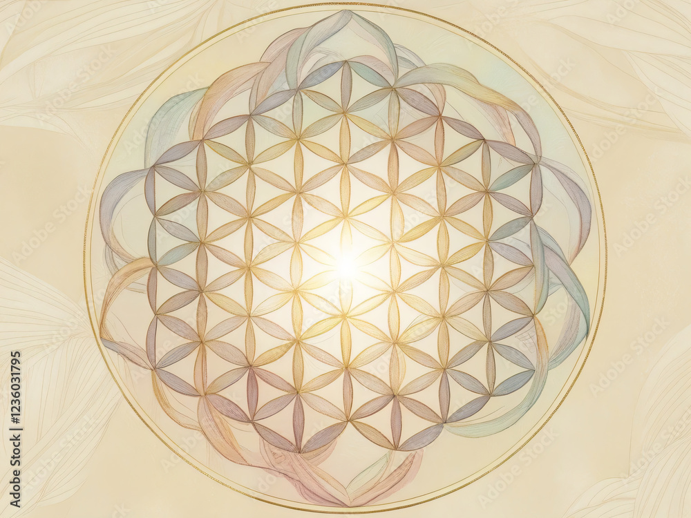 Obraz premium The image shows the Flower of Life, a symbol of sacred geometry.