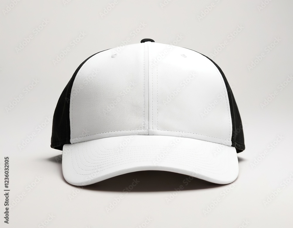 Fototapeta premium Stylish black and white baseball cap with a clean design, perfect for casual outings.