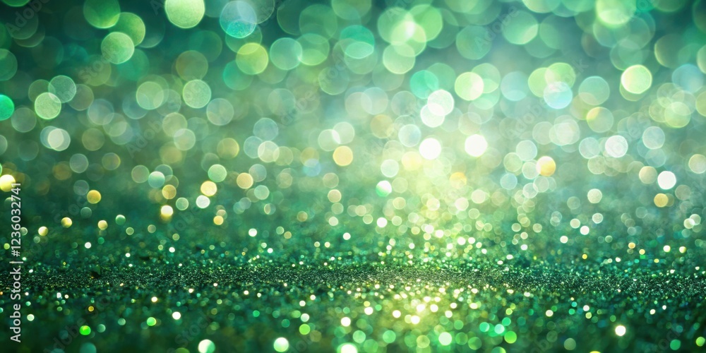 Abstract Sparkling Green Glitter Background with Soft Bokeh Lights Abstract Sparkling Green Glitter Background with Soft Bokeh Lights