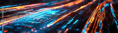 Wallpaper Mural Abstract digital light trails in vibrant blue and orange colors. Torontodigital.ca