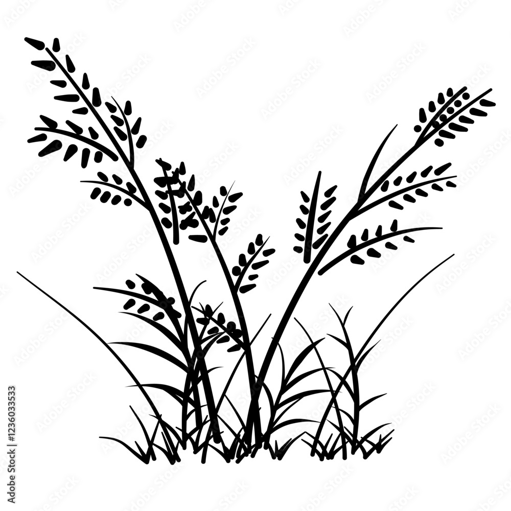 Black grass nature image, simple minimalist art style. Black grass nature image, simple minimalist art style.