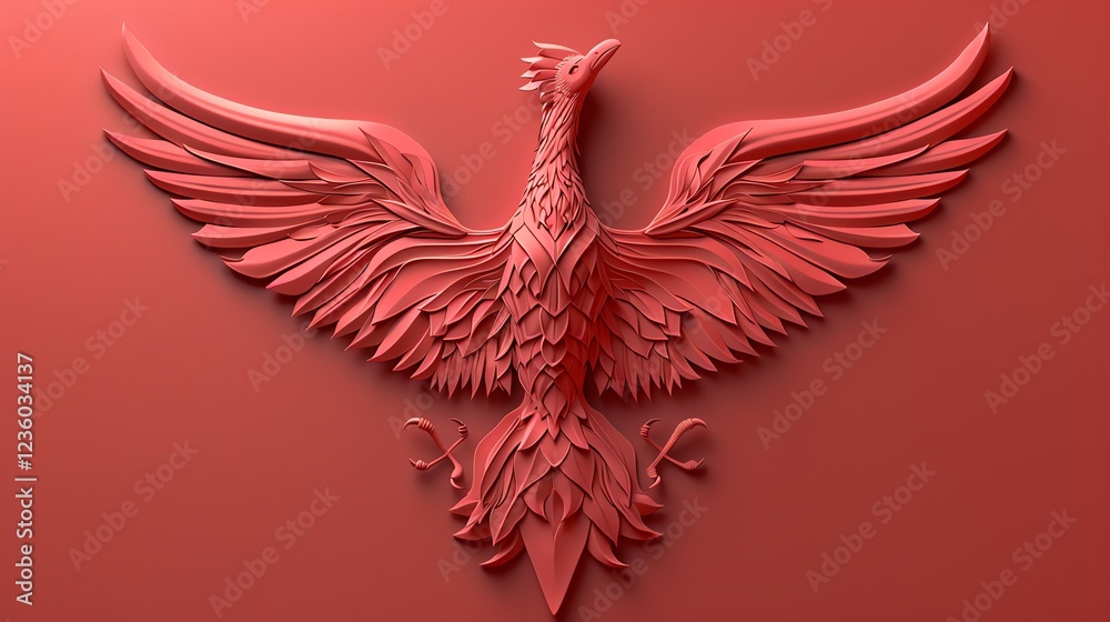 Fototapeta premium A 3D render of a red phoenix.