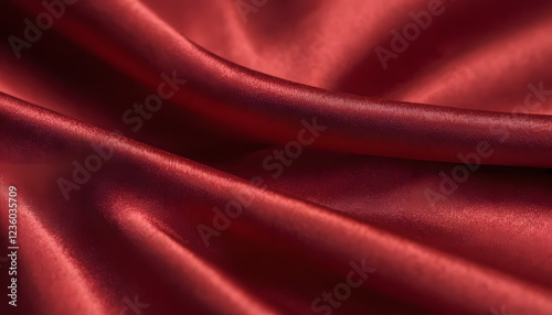4K Ultra HD Detailed Close-Up of Red Denim with Smooth Satin Waves and Soft Shadows
