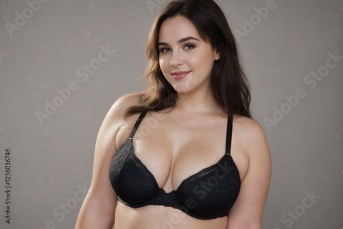 Curvy plus size model redhead woman plus size model in lingerie