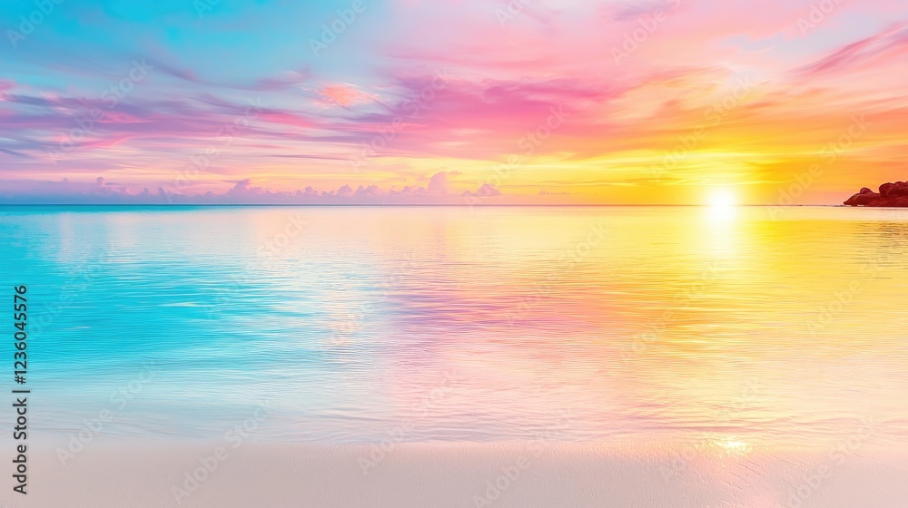 Fototapeta premium Tropical sunset beach ocean calm water