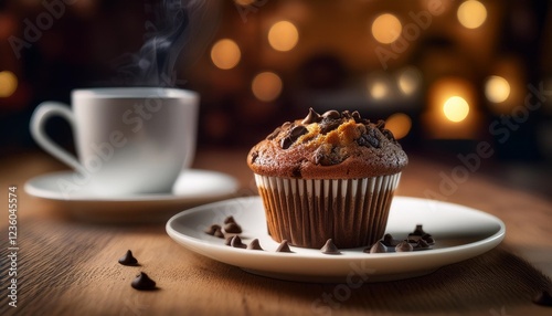 cup of coffee and chocolate muffin