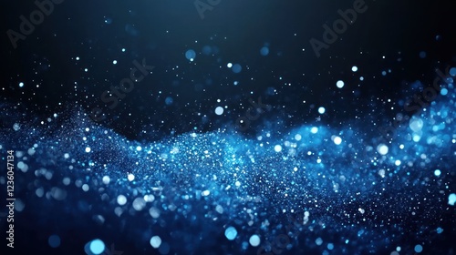 Blue particle wave, dark background, abstract motion, digital art, website header