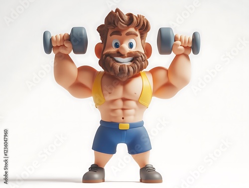 Obraz na płótnie Fitness enthusiast lifting weights gym 3d character studio close-up w salonie