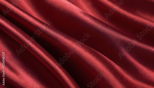 High-Resolution Macro Shot of Red Jeans Fabric with Luxurious Satin-Like Folds
