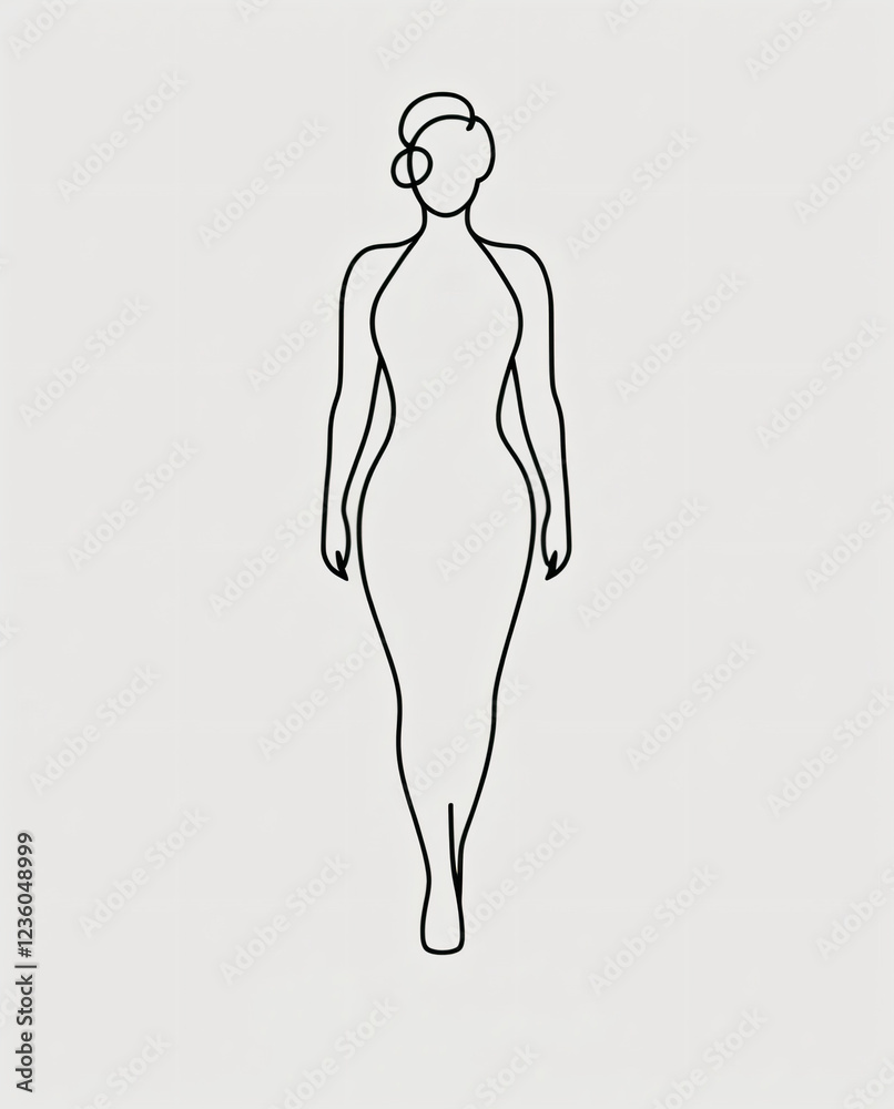 Naklejka premium Elegant simplicity defines this line-drawn female figure. 