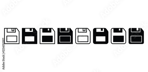 save magnetic floppy disk file icon symbol sign vector design black white color simple flat illustration sets
