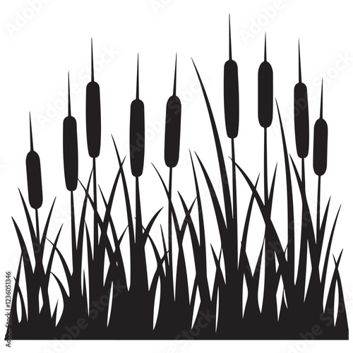 Cattail Silhouette vector illustration, silhouette vector illustration