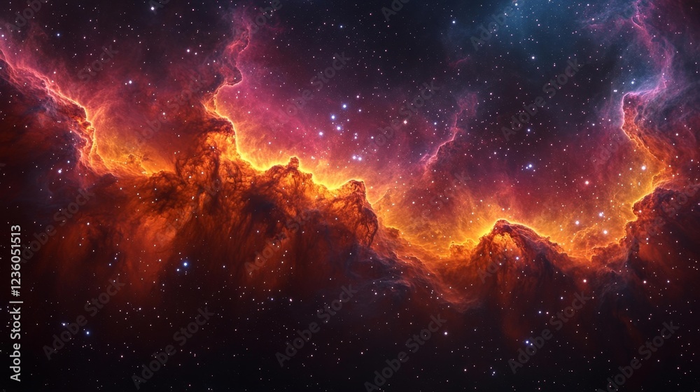 Fototapeta premium Galactic Nebula with Fiery Red and Cool Violet Lights. Generative AI