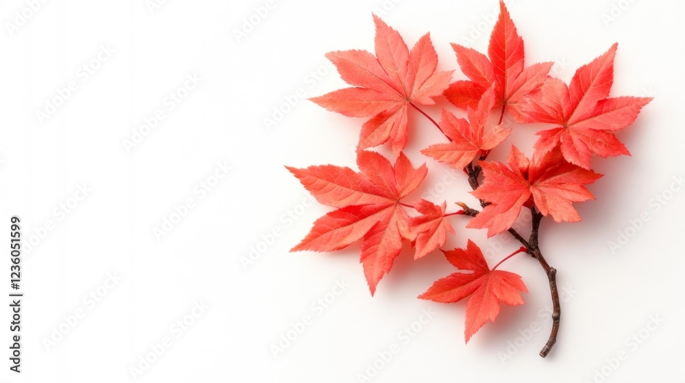 Obraz premium Red Japanese Maple Leaves on White Background. Generative AI