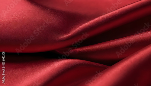 Close-Up 4K Red Denim Fabric with Satin Texture and Soft Waves in Professional Lighting
