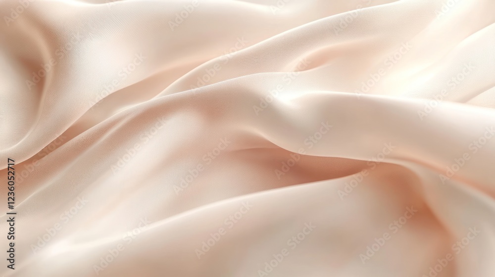 Fototapeta premium Draped blush silk fabric texture, studio shot, background blur, textile design