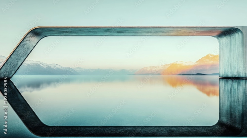 Obraz premium Futuristic Minimalist Landscape with Sleek Metallic Architecture. Generative AI