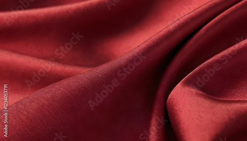 Close-Up 4K Red Denim Fabric with Satin Texture and Soft Waves in Professional Lighting
