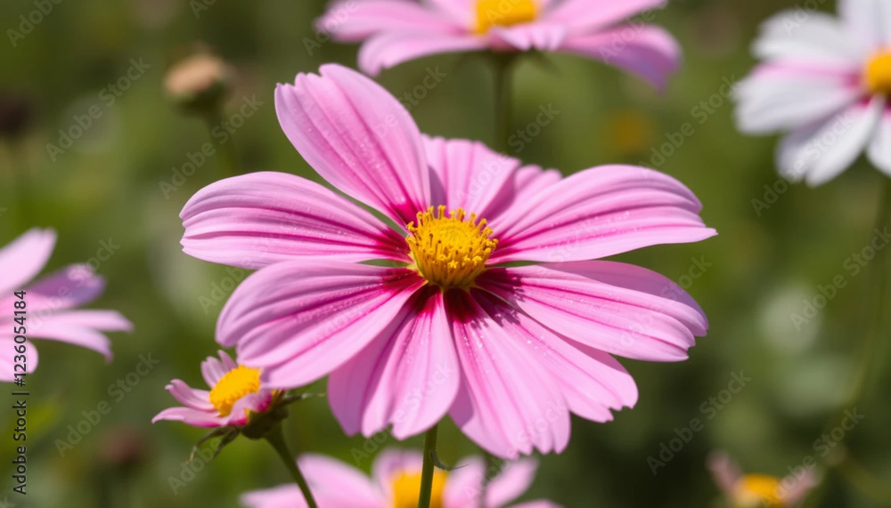 macro shot of cosmos flowers swaying in the wind macro shot of cosmos flowers swaying in the wind