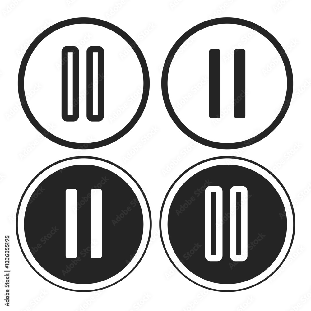 Pause Button Icons Set Pause Button Icons Set