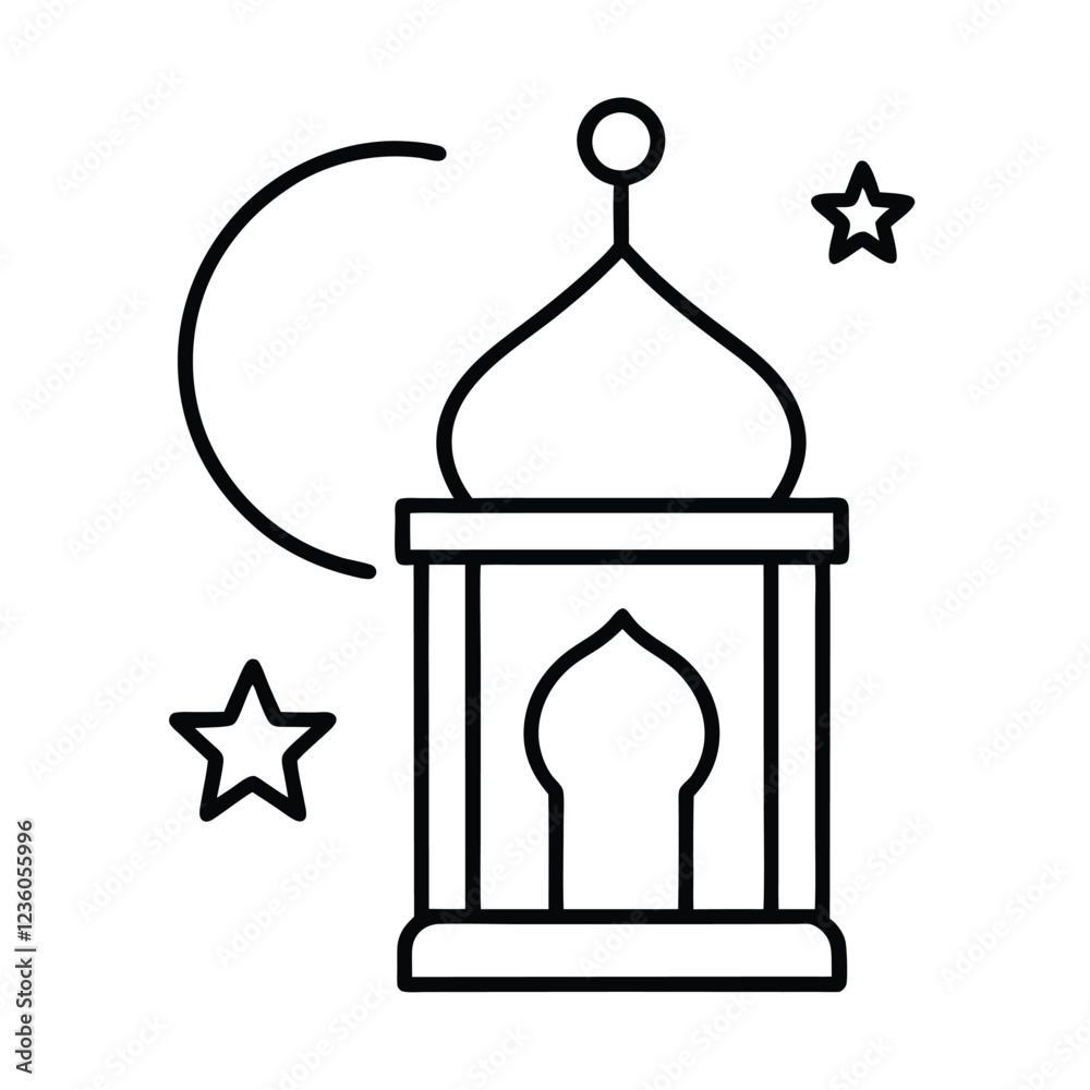 Ramadan Line Art Icon Vector Illustration Ramadan Line Art Icon Vector Illustration