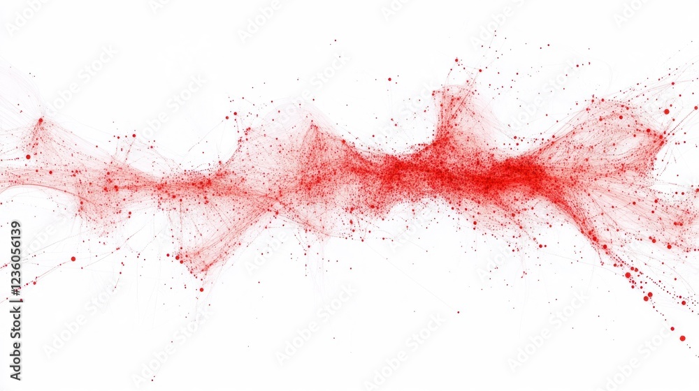 Fototapeta premium Red particle wave abstract digital art background