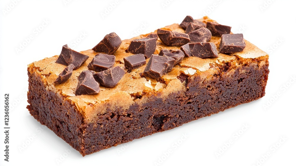 Close Up Of A Dark Chocolate Brownie With Chocolate Chunks Close Up Of A Dark Chocolate Brownie With Chocolate Chunks
