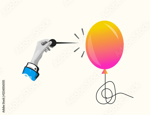 Popping the Balloon Risk, Challenge, Opportunity, Success, Failure, Dart, Hand, Target, Goal